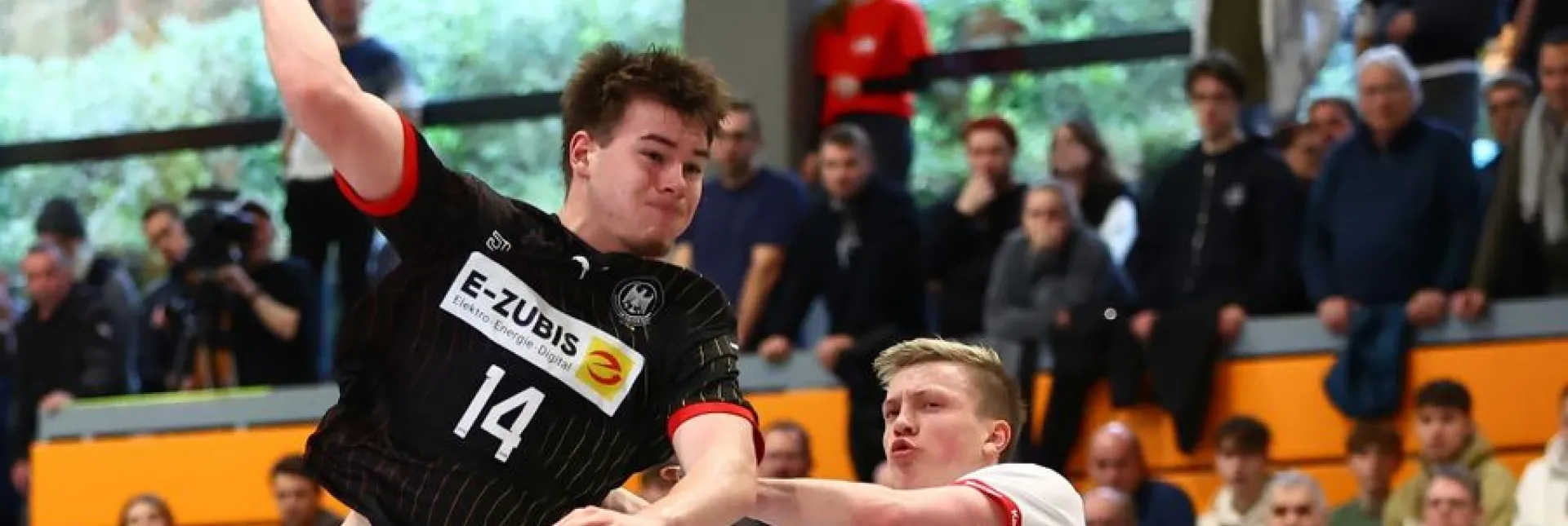 Rückraumspieler des DHB beim Wurf.