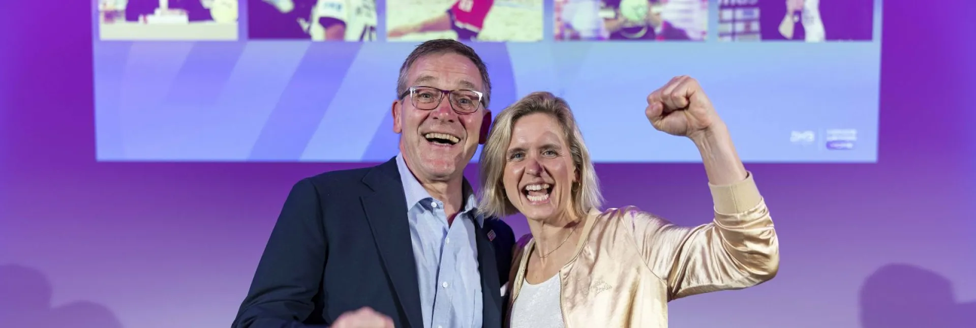 Handball-Bundestrainer Alfred Gislason und Beachvolleyball-Olympiasiegerin Laura Ludwig. - Foto: Kenny Beele